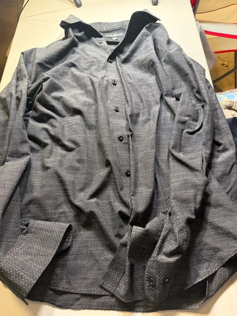 Beverly Hills Polo Club Long Sleeve Button Shirt 2XLB Black Textured